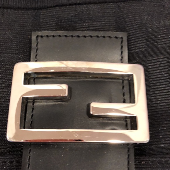 Fendi Iconic Black Zucca Big letters Fabric thick shiny New Vintage Impecable - Picture 11 of 12